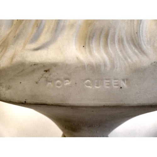 45 - A Copeland Parianware bust 'Hop Queen' a maiden with hops in her hair, the socle impressed Ceramic a... 