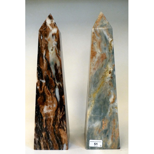 51 - Two similar late 19th/early 20thC marble obelisks  16