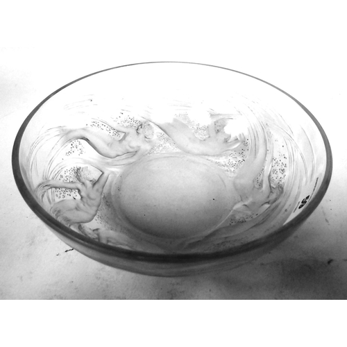 59 - A Lalique opalescent Ondines crystal bowl  bears a moulded mark  8.25