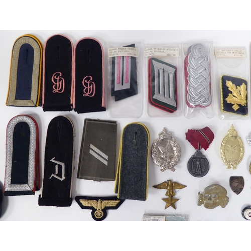 68 - German Third Reich badges, identification tags and uniform accessories, some copies: to include epau... 