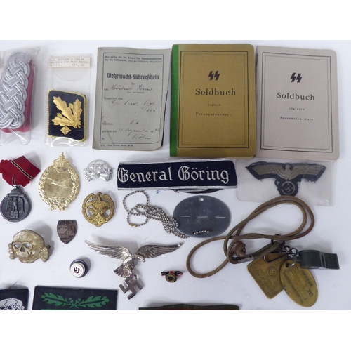 68 - German Third Reich badges, identification tags and uniform accessories, some copies: to include epau... 