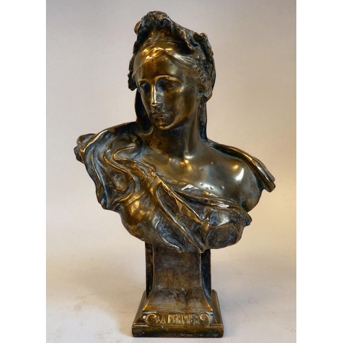 8 - A cast bronze bust, inscribed 'Cla Pensee'  bears a signature G.Michel & marked Susse Fres Paris... 