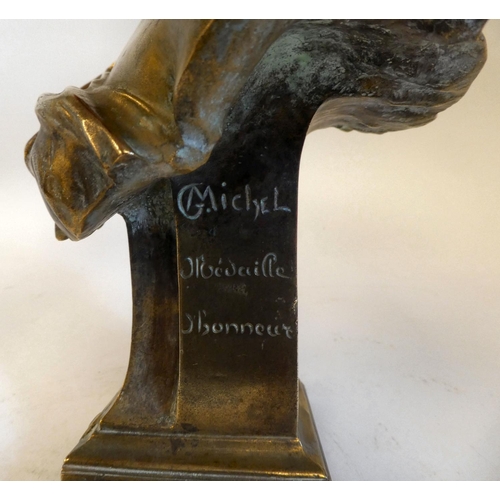 8 - A cast bronze bust, inscribed 'Cla Pensee'  bears a signature G.Michel & marked Susse Fres Paris... 