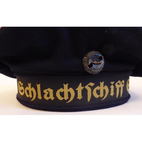 92 - A German Third Reich era naval ratings cap with an embroidered headband and emblem(Please Note: this... 