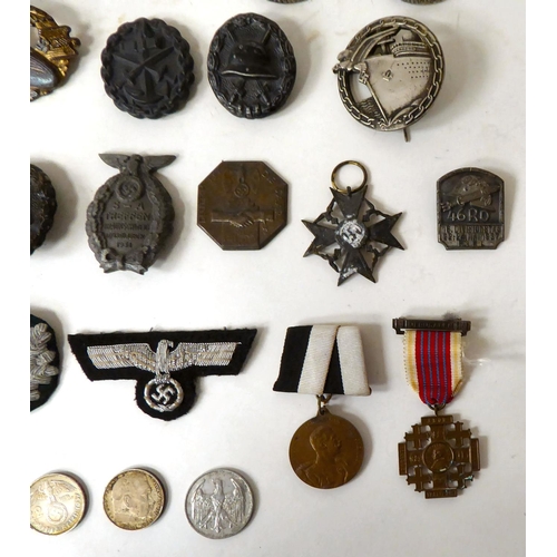 97 - WITHDRAWN - German World War II/Third Reich related collectables, some copies: to include enamelled ... 