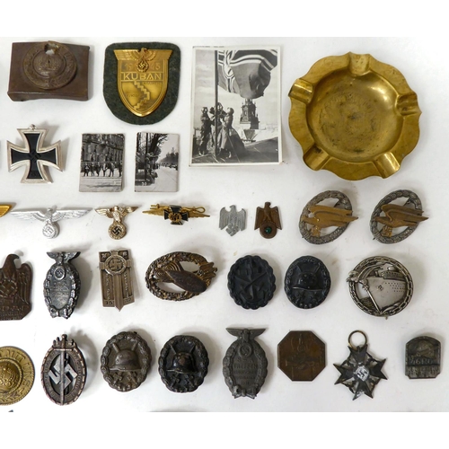 97 - WITHDRAWN - German World War II/Third Reich related collectables, some copies: to include enamelled ... 