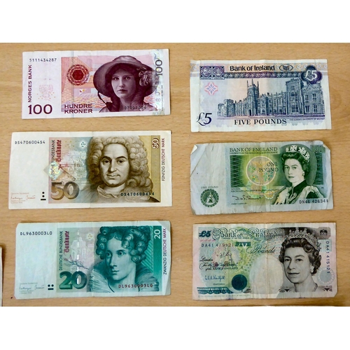 140 - Banknotes from around the world: to include a £1 note