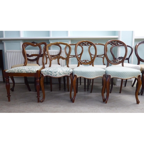 15 - Fifteen dining chairs, circa 1820-1870, variously framed, styled with later fabric upholstered seats