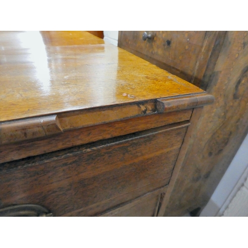 159 - A 19thC mahogany dressing chest, comprising two short/three graduated long drawers with cockbeading ... 