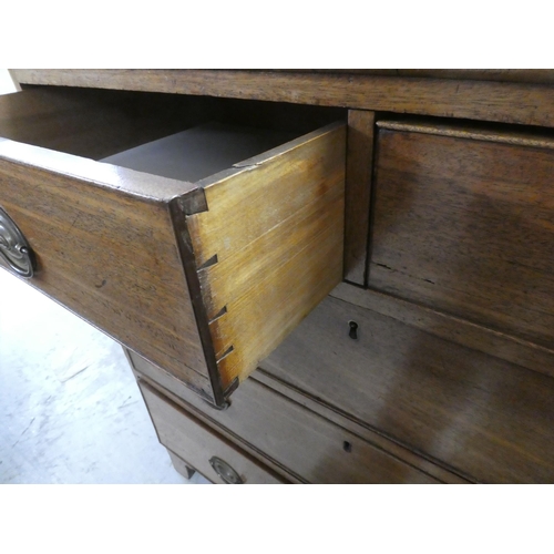 159 - A 19thC mahogany dressing chest, comprising two short/three graduated long drawers with cockbeading ... 