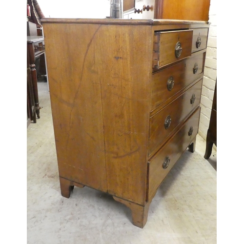 159 - A 19thC mahogany dressing chest, comprising two short/three graduated long drawers with cockbeading ... 