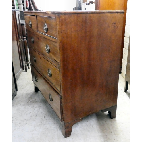 159 - A 19thC mahogany dressing chest, comprising two short/three graduated long drawers with cockbeading ... 