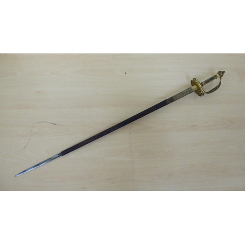 170 - A late 18thC court sword with a gilt metal handle and an engraved blade  31