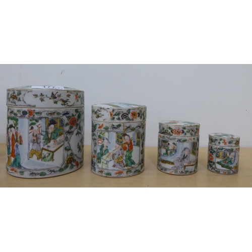 177 - Seven items of circa 1900 Chinese porcelain: to include a teapot, decorated with figures