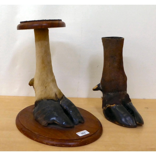 202 - A smoker's stand, fashioned as a cloven hoof, on an oval mahogany base  14