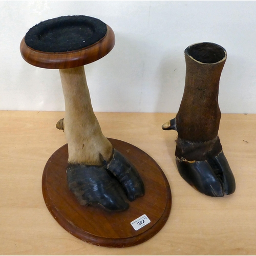 202 - A smoker's stand, fashioned as a cloven hoof, on an oval mahogany base  14