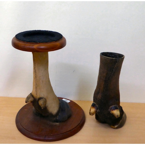 202 - A smoker's stand, fashioned as a cloven hoof, on an oval mahogany base  14