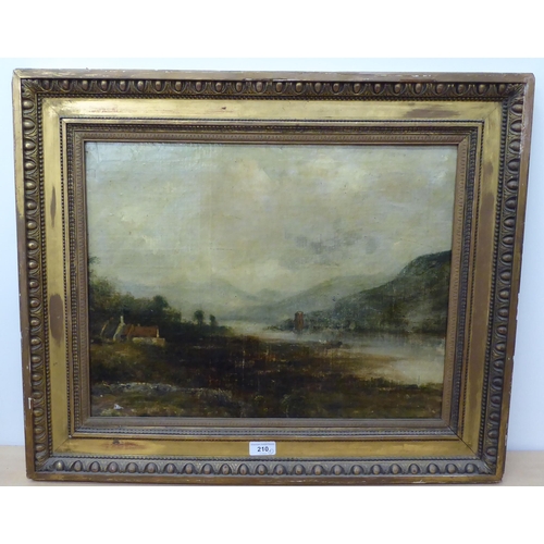 210 - A 19thC Scottish Loch scene  oil on canvas  15