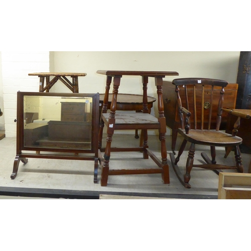 218 - Small furniture: to include a 19thC unfitted, mahogany cellarette, raised on square, tapered legs an... 