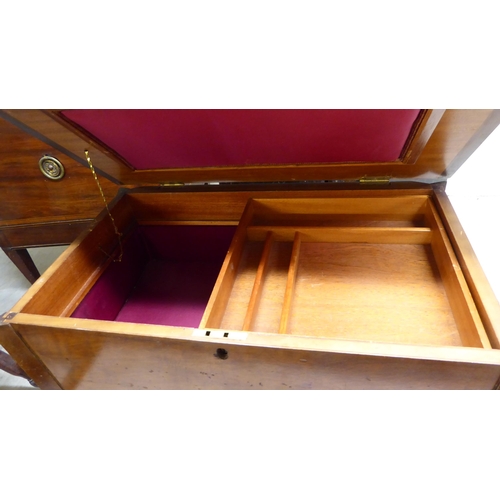 218 - Small furniture: to include a 19thC unfitted, mahogany cellarette, raised on square, tapered legs an... 