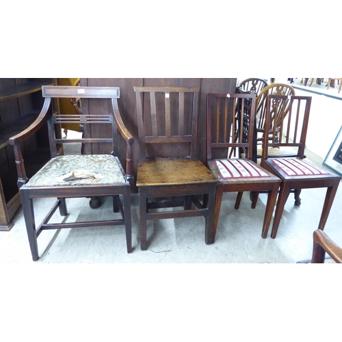 223 - Four 19th and early 20thC mahogany framed dining chairs: to include a Georgian country made oak exam... 