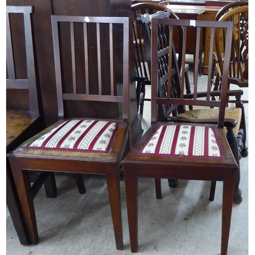 223 - Four 19th and early 20thC mahogany framed dining chairs: to include a Georgian country made oak exam... 