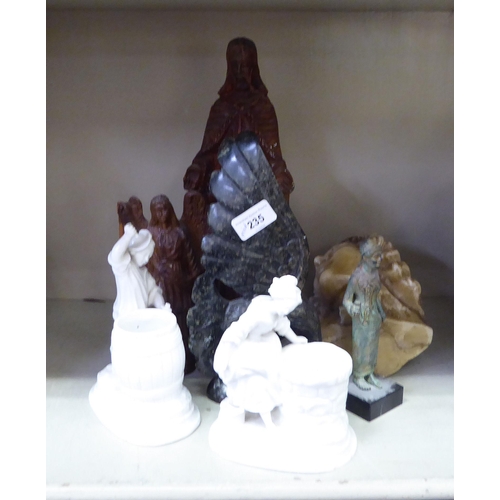 235 - A mixed lot: to include religious themed, carved wooden items