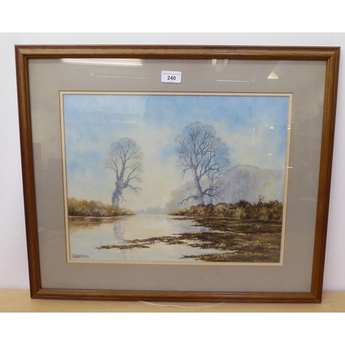 240 - L Goodchild - an Autumnal river scene  watercolour  bears a signature  14