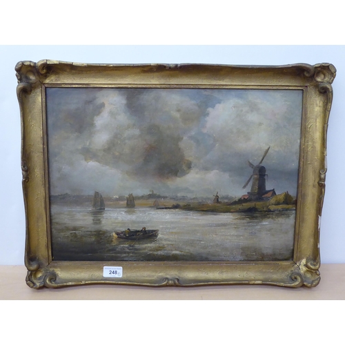 248 - Late 19thC Dutch School - a shoreline scene  oil on canvas  14