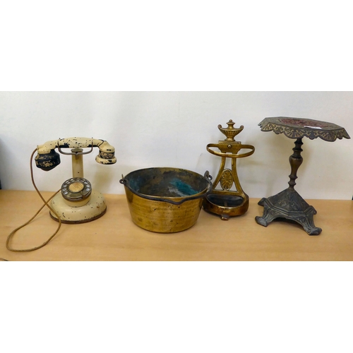 254 - A mixed lot: to include a vintage French stick telephone