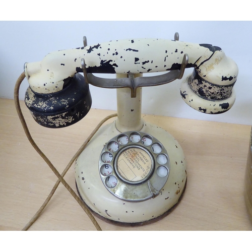 254 - A mixed lot: to include a vintage French stick telephone