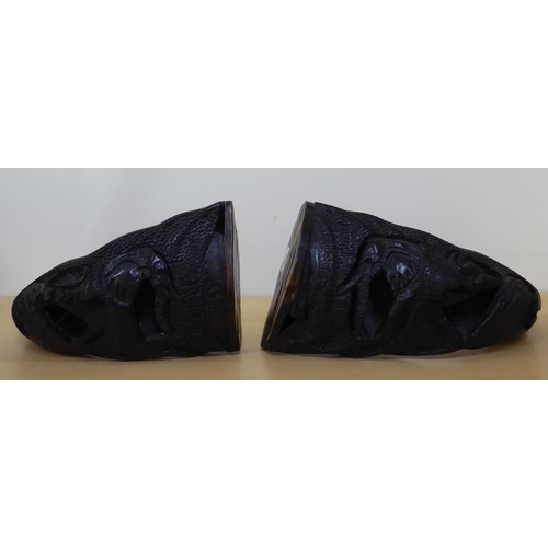 265 - A pair of carved and hollowed buffalo horns  15