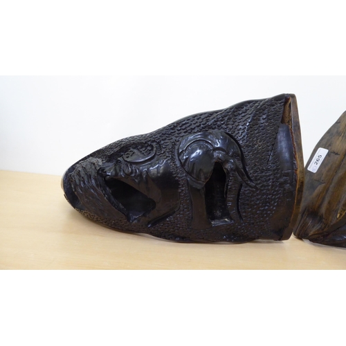 265 - A pair of carved and hollowed buffalo horns  15