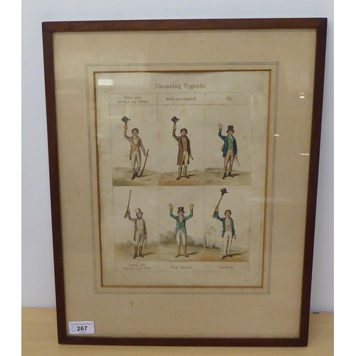 267 - A 19thC coloured engraving printed plate, 'Shooting Signals'  9.5