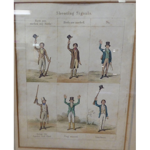 267 - A 19thC coloured engraving printed plate, 'Shooting Signals'  9.5