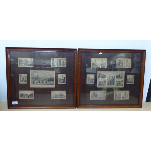 268 - Fourteen 19thC prints - 'Views of London' in two framed, card mounted sets of seven  15