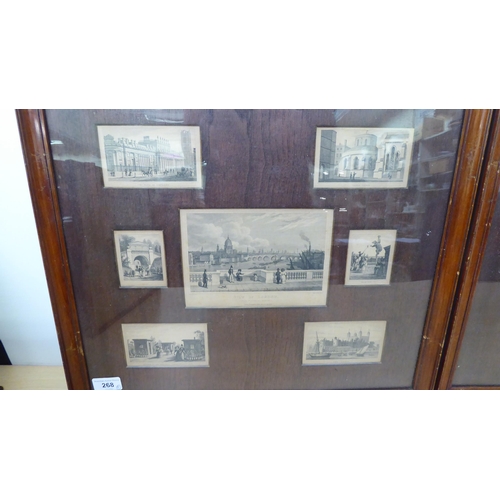 268 - Fourteen 19thC prints - 'Views of London' in two framed, card mounted sets of seven  15