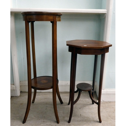 27 - Small, mainly Edwardian furniture: to include a string inlaid mahogany, two tier plant stand  38