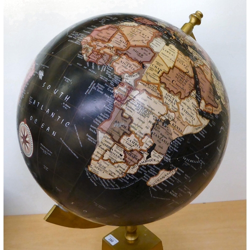 280 - A terrestrial globe, on a rotating support and stepped metal plinth  31