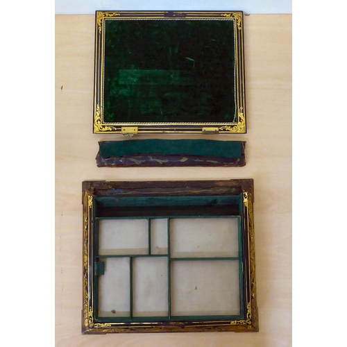 286 - A late Victorian gilded black lacquered, clear and coloured glass set jewellery box  3