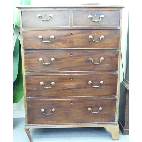 287 - A 19thC mahogany six drawer tall boy, raised on bracket feet  48