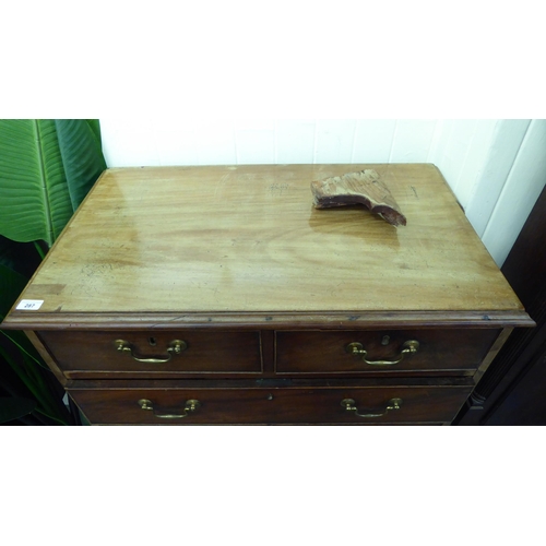 287 - A 19thC mahogany six drawer tall boy, raised on bracket feet  48