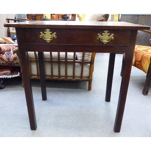 297 - A George III oak, single drawer side table, raised on square legs  28