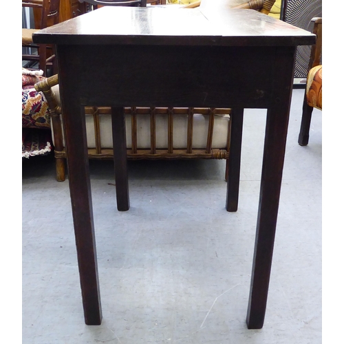 297 - A George III oak, single drawer side table, raised on square legs  28