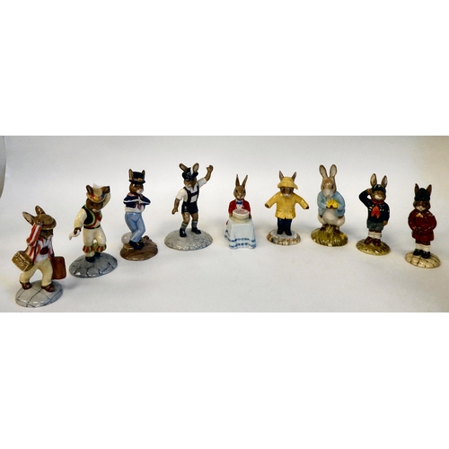 3 - Nine Royal Doulton china Bunnykins figures, featuring 'Happy Birthday Bunnykins'  circa 1980s-e... 