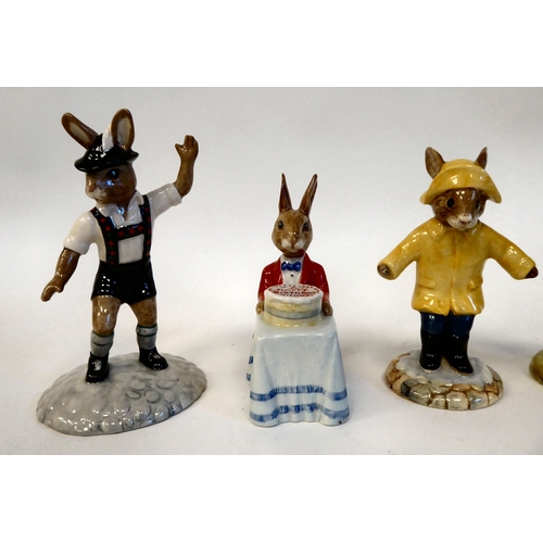 3 - Nine Royal Doulton china Bunnykins figures, featuring 'Happy Birthday Bunnykins'  circa 1980s-e... 