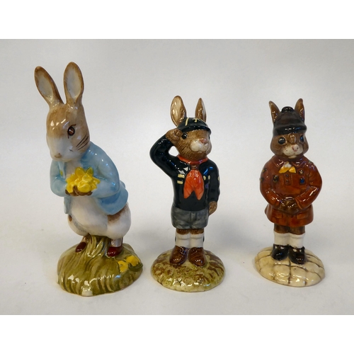 3 - Nine Royal Doulton china Bunnykins figures, featuring 'Happy Birthday Bunnykins'  circa 1980s-e... 