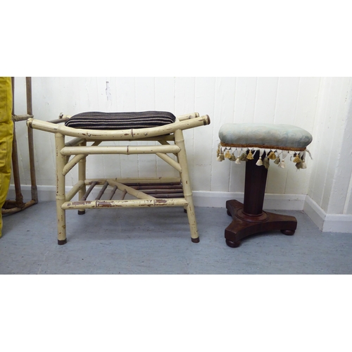 309 - Three items of small furniture: to include a late Victorian mahogany stool