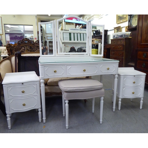 339 - A modern white painted bedroom suite, comprising a dressing table  65