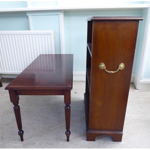 36 - Small reproduction furniture: to include a mahogany open front bookcase, raised on bracket feet ... 